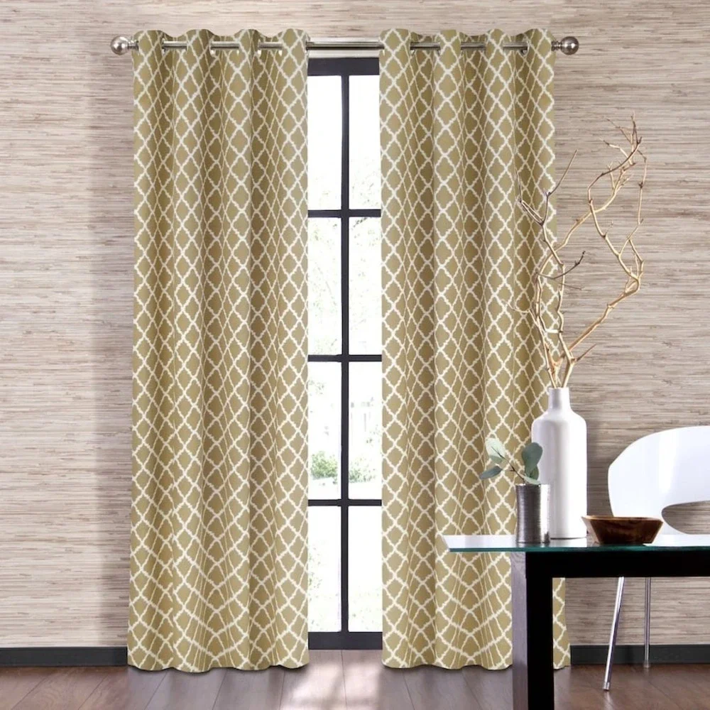 Colordrift Misha 52x108 Latte Lattice Grommet Panel Curtain New with Tags